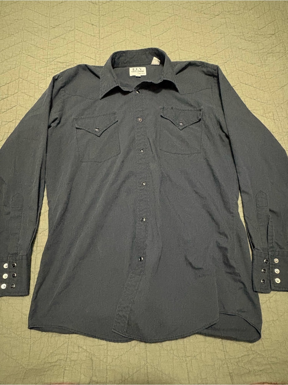 ELY Cattleman Men’s 15.5 Black Long Sleeve Western Pearl Snap